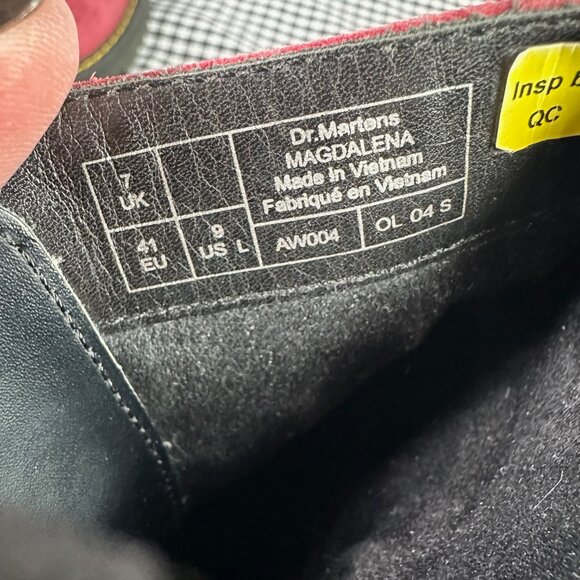 Dr Martens Magdalena Suede Leather Burgundy Red Heeled Boots Women’s 9 - Picture 7 of 7